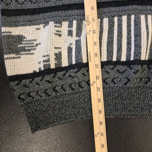 Vintage 80s Crewneck Sweater Southwestern Geometric Pattern Knit Gray White XL - Picture 6 of 6